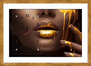 Часы-картина с паспарту в золотом багете 50х70 CAS(216)